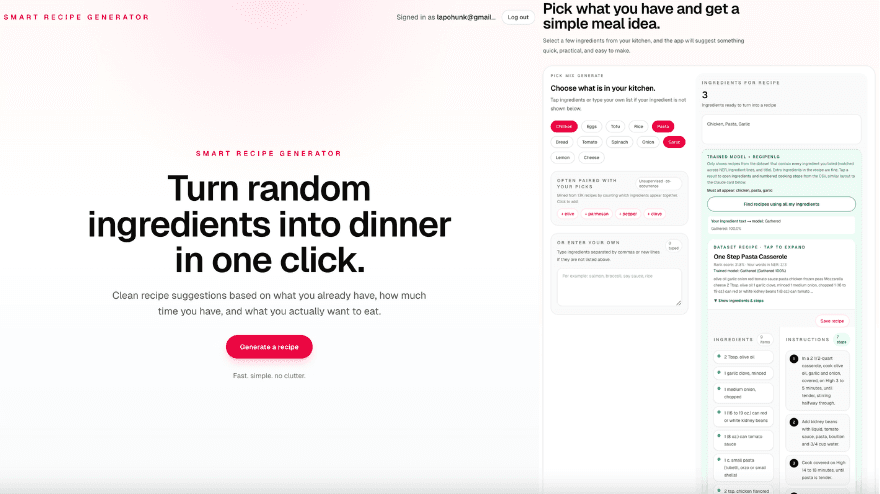 Smart Recipe Generator preview